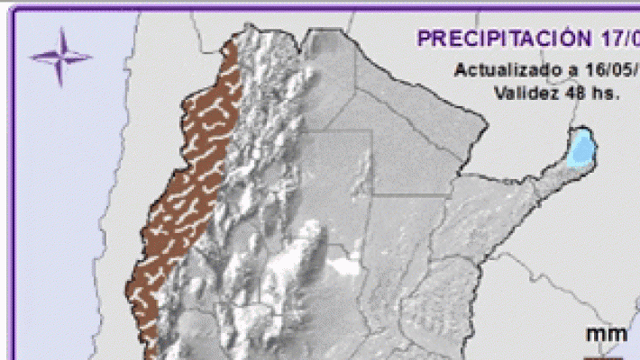 Fin de semana: un frente frío del sur trae lluvias y mínimas de 5°C al centro del país
